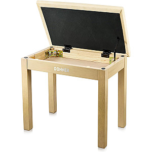 Donner Piano Bench Stool Suede Cushion Seat with Storage, Beige